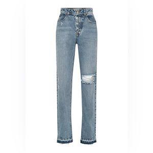 Skinny - straight jeans with slit at the bottom. Curvy girl jeans.